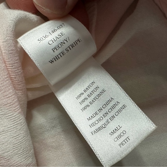 Rails cabana striped button down shirt small baby pink white stripe sleeveless - Picture 10 of 10